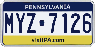 PA license plate MYZ7126