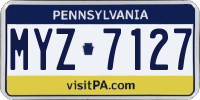 PA license plate MYZ7127