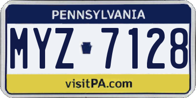 PA license plate MYZ7128