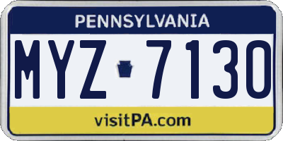 PA license plate MYZ7130
