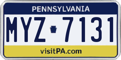 PA license plate MYZ7131