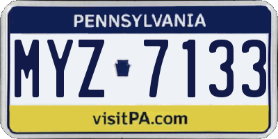 PA license plate MYZ7133