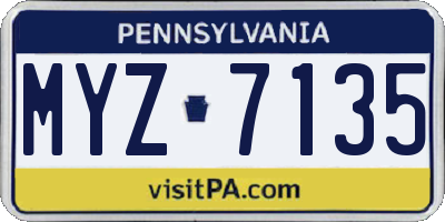 PA license plate MYZ7135