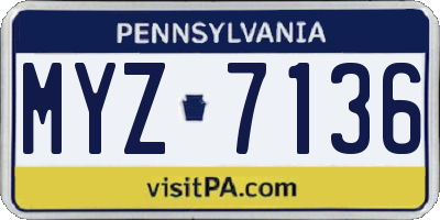 PA license plate MYZ7136