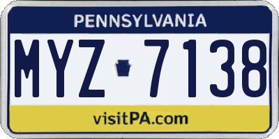 PA license plate MYZ7138