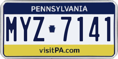 PA license plate MYZ7141