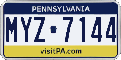 PA license plate MYZ7144