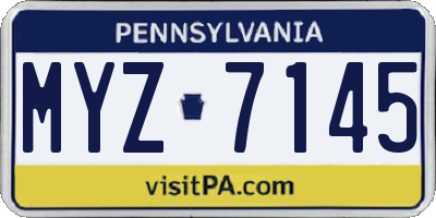 PA license plate MYZ7145