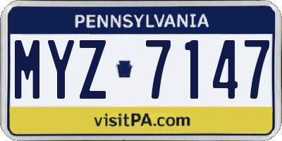 PA license plate MYZ7147