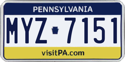 PA license plate MYZ7151