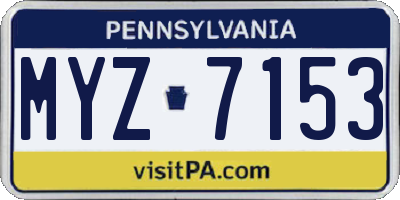 PA license plate MYZ7153