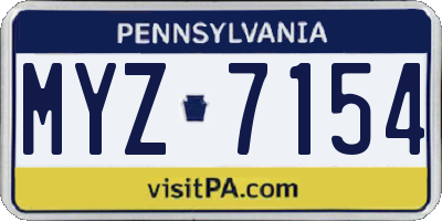 PA license plate MYZ7154