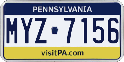 PA license plate MYZ7156