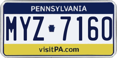 PA license plate MYZ7160