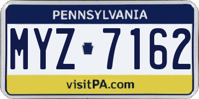 PA license plate MYZ7162