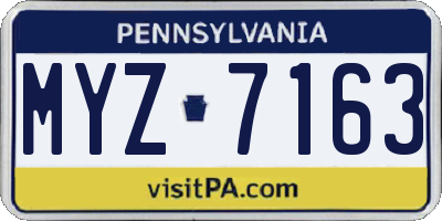 PA license plate MYZ7163