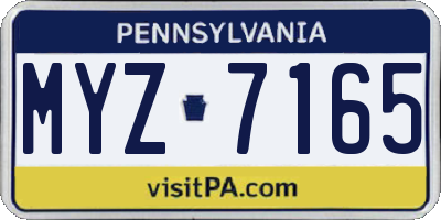 PA license plate MYZ7165