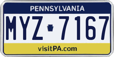 PA license plate MYZ7167