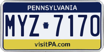 PA license plate MYZ7170