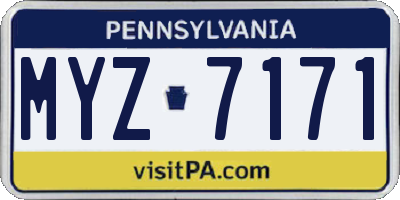 PA license plate MYZ7171
