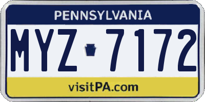 PA license plate MYZ7172