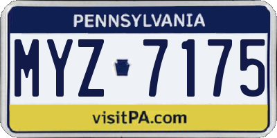 PA license plate MYZ7175