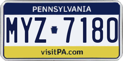 PA license plate MYZ7180
