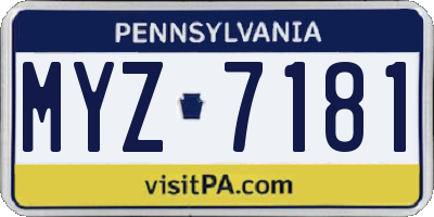 PA license plate MYZ7181