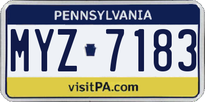 PA license plate MYZ7183