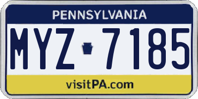 PA license plate MYZ7185