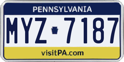 PA license plate MYZ7187