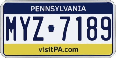 PA license plate MYZ7189