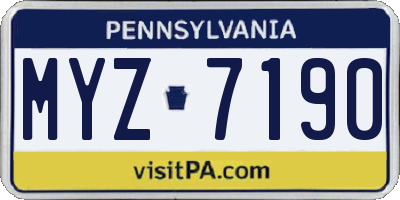 PA license plate MYZ7190