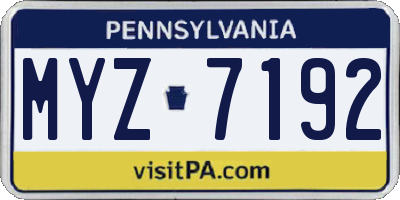 PA license plate MYZ7192