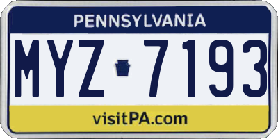 PA license plate MYZ7193