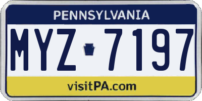 PA license plate MYZ7197