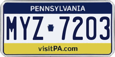 PA license plate MYZ7203
