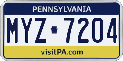 PA license plate MYZ7204