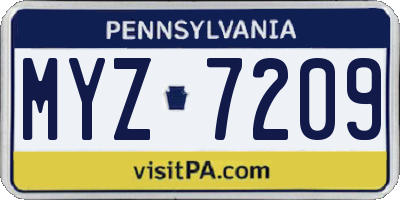 PA license plate MYZ7209