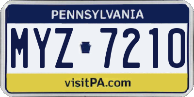 PA license plate MYZ7210