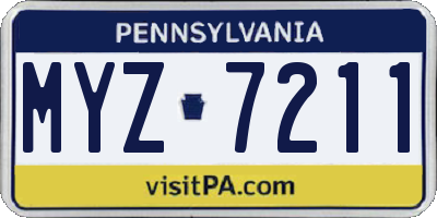 PA license plate MYZ7211