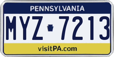 PA license plate MYZ7213