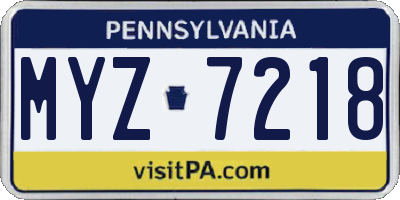 PA license plate MYZ7218
