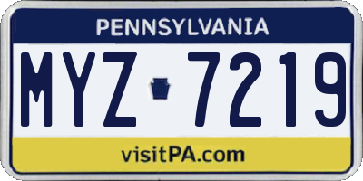 PA license plate MYZ7219