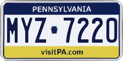 PA license plate MYZ7220