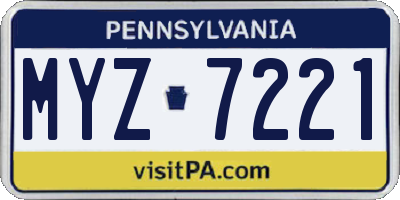 PA license plate MYZ7221