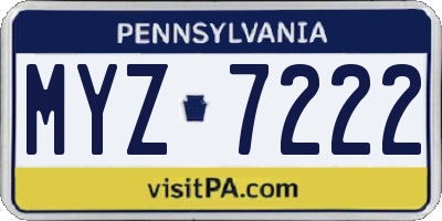 PA license plate MYZ7222