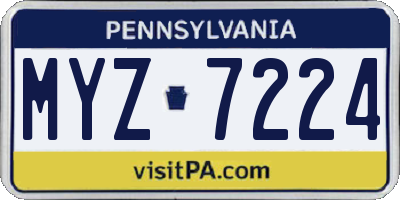PA license plate MYZ7224