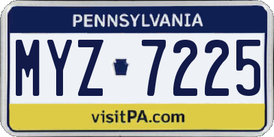 PA license plate MYZ7225