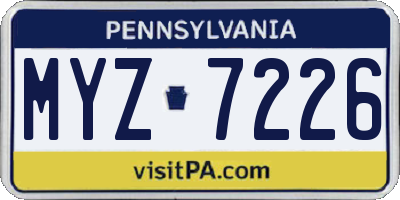 PA license plate MYZ7226